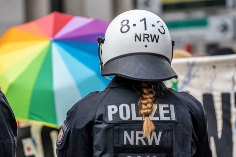 Police operation at a demonstration against the planned assembly law in North Rhine-Westphalia, in
