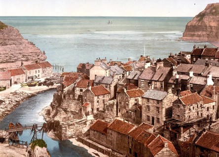 Whitby, a historic harbour town on the North Sea coast of the county of Yorkshire in England, c.