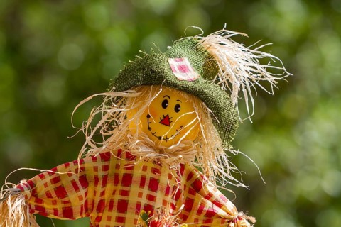 Straw doll as a scarecrow, Majorca, Spain, Europe