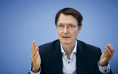 Karl Lauterbach (SPD), Federal Minister of Health, recorded during a press conference on the