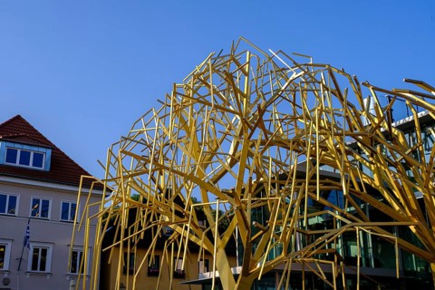 Exhibition building under construction, market square, Lichtenfels, Upper Franconia, Bavaria,