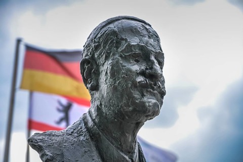 Bust of Albrecht Haushofer, Street of Remembrance, Spreebogen, Moabit, Mitte, Berlin, Germany,