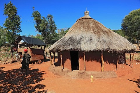 South Ethiopia, Benna people, house, hut, round hut in a Benna village, Ethiopia, Africa