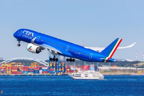 An Airbus A350-900 aircraft of ITA Airways with the registration EI-IFC at Tokyo Haneda Airport,