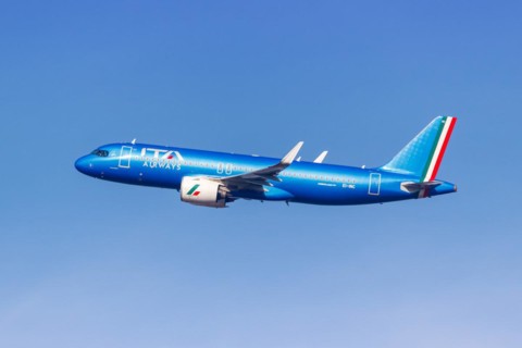 An Airbus A320neo aircraft of ITA Airways with the registration EI-INC at the airport in Munich,