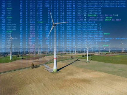 Symbolic image Critical infrastructure, blackout risk, cyberterrorism, wind farm near Lichtenau,