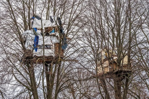 Camp of climate activists in the rest of the village of Lützerath, the last place to be excavated