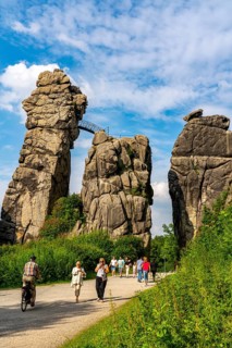 The Externsteine, a sandstone rock formation, in the Teutoburg Forest, near Horn-Bad Meinberg,