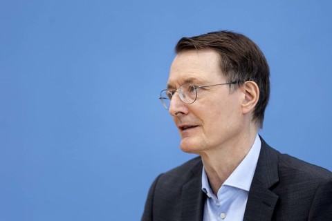 Karl Lauterbach (SPD), Federal Minister of Health, recorded during the press conference on the