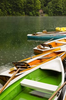 Rowing boats, Freibergsee, near Oberstdorf, Allgäu, Bavaria, Germany, Europe