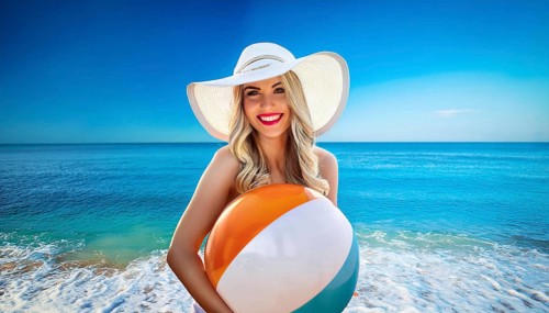 An attractive young woman on the beach in the Caribbean, Studio
