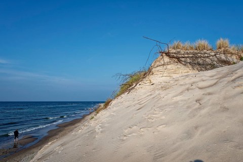 Sandy beach beach and dunes in the Slowinski National Park, Slowinski Park Narodowy, on the Baltic