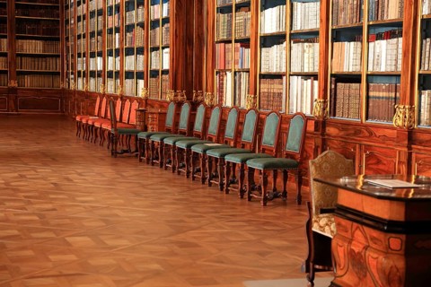 In the monastery library, the library hall in the Strahov Praemonstratensian Monastery, Prague,
