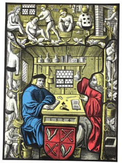 From the life of bathers in the 16th century, Glass pane from Switzerland from 1524, Historical,