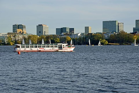 Europe, Germany, Hamburg, City, Outer Alster Lake, Alster boat Seebek, Europe