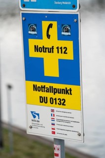 Emergency centre on the Rhine-Herne Canal in Duisburg, in an emergency callers can use the