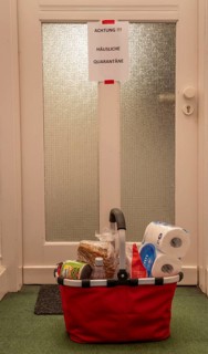 Symbolic image Domestic quarantine, man is in isolation at home due to a suspected corona
