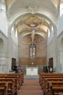 Interior view of the UNESCO Carolingian St Peter and Paul Church, Niederzell, Reichenau Island,