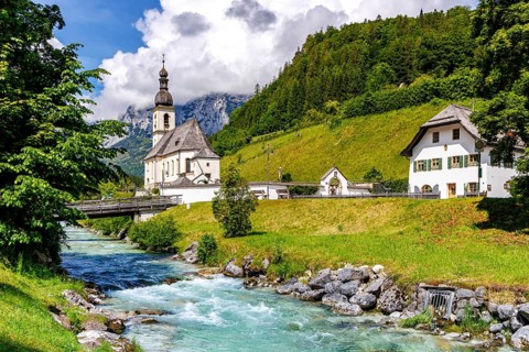 Church of St Sebastian in the Bavarian Alps in Ramsau near Berchtesgaden, Germany, Europe