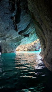 Capillas de Marmol in Lago General Carrera in Patagonia on the Carretera austral, Patagonia, Chile,