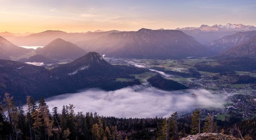 View from Mount Loser to Lake Altaussee, Altaussee, Bad Aussee, Tressenstein, Zinken, Dachstein