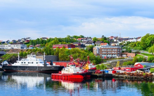 Ships in Industrial Zone over FjordSailing, Stavanger, Boknafjorden, Norway, Europe