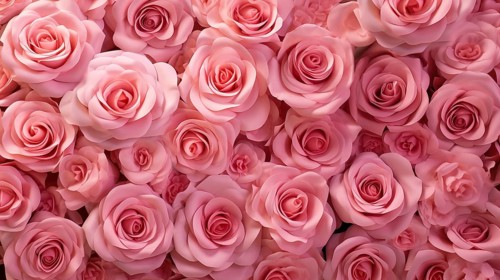 Valentine day background of close-up view of a beautiful mix of pink roses, symbolizing love and