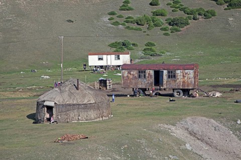 Kyrgyz yurt, temporary summer nomad dwelling in the Osh Province, Kyrgyzstan, Asia