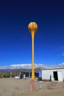 Heliostats reflect sunrays to receiver tower, solar energy scientific research centre, Tabernas,