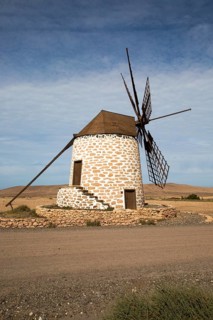 Traditional windmill at Tefia, Fuerteventura, Canary Islands, Spain, Europe