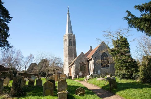 The octagonal tower of All Saints church, Wickham Market, Suffolk, England, United Kingdom, Europe