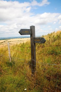 Permissive footpath sign on the Ridgeway long distance footpath near Liddington castle, Wiltshire,