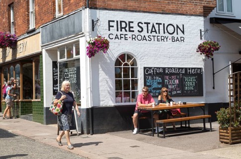 Fire Station cafe roastery bar, Woodbridge, Suffolk, England, UK