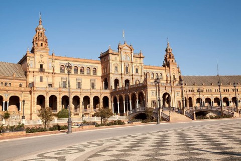 The Plaza de España, Seville, Spain built for the Ibero-American Exposition of 1929. It is a
