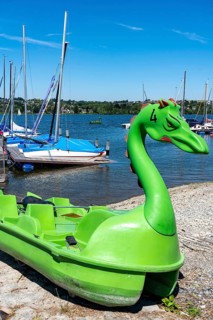 Lake Möhne, dam in the northern Sauerland, sailing boats, marina on the southern shore, kite pedal