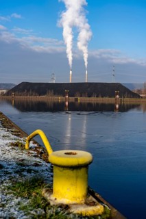 Coal stockpile, coal store, steam coal, for the STEAG Herne thermal power station, in the