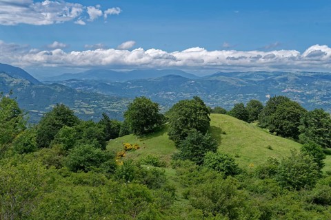 View of the mountain landscape in the Molise region from the Matese high road. Italy, Southern