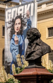 Symbol photo, posters, Maxim Gorki Theatre in Berlin-Mitte, Germany, Europe