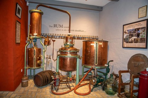 Distillation apparatus for the production of rum in the rum museum in Flensburg,