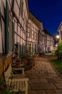 The old town centre of Hattingen, church square, at the church of St. George, half-timbered houses,