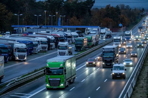 Rest area Ohligser Heide West, on the A3 motorway, direction Cologne, near Solingen, full truck