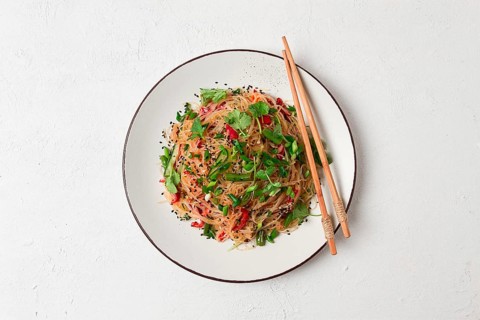 Funchosa, Korean salad, with vegetables, homemade, no people