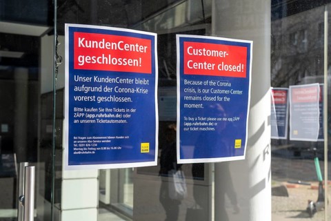 Effects of the coronavirus pandemic in Germany, Essen, Closed Ruhrbahn Info Centre, local transport