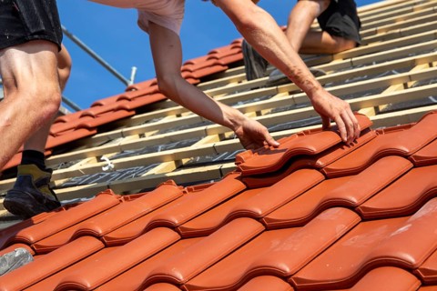 Roofing work, re-roofing of a tiled roof in the Palatinate