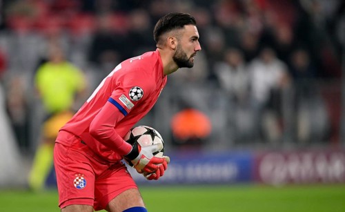 Goalkeeper Ivan Nevistic GNK Dinamo Zagreb (33) with ball, Champions League, Allianz Arena, Munich,
