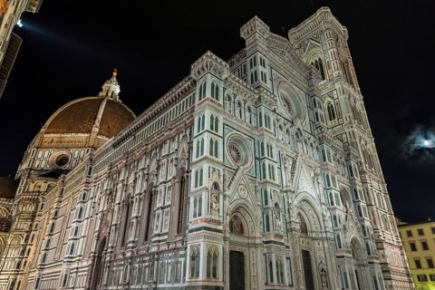 Cathedral of Santa Maria del Fiore, old town, Duomo, night shot, at night, illuminated, city trip,