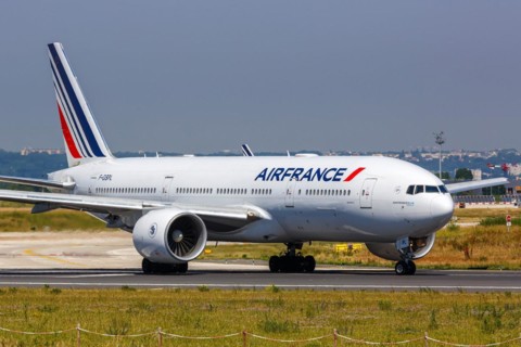 An Air France Boeing 777-200ER aircraft with the registration F-GSPL at Paris Orly Airport, France,