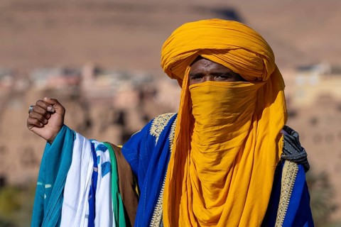 Portrait, Berber with turban, traditional clothing, Morocco, Africa