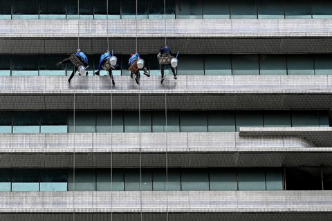 High-rise building Window facade Cleaning windows