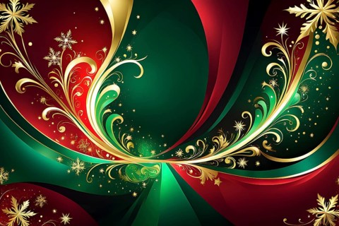 Abstract wallpaper illustration of Christmas symbols for gift cards, swirling shapes and lines, in